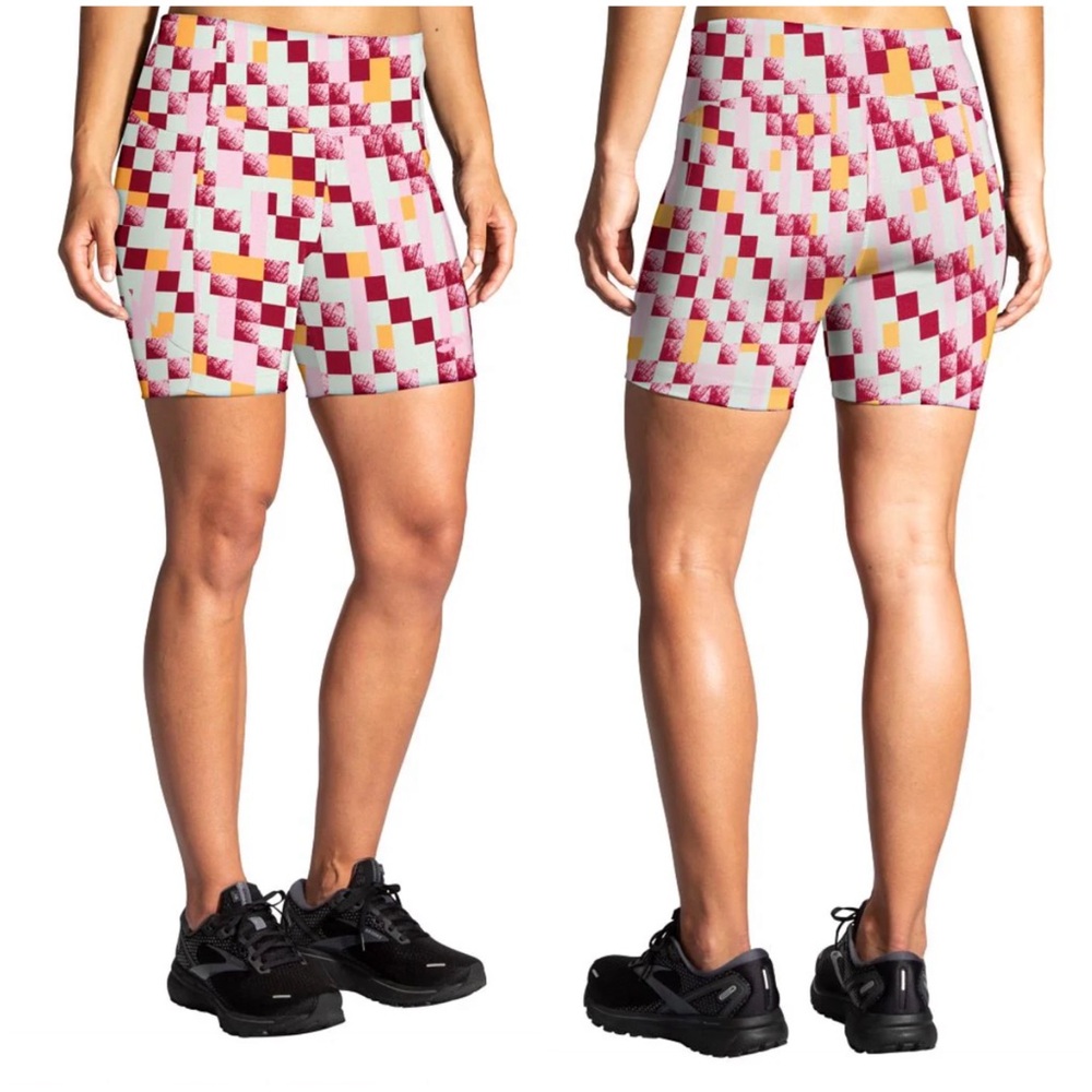•BROOKS• Moment 5" Short Tight in Pace Check Print in XL Running Performance